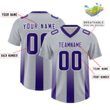 Custom Gray Purple Vertical Width Stripe Gradient Fashion Personalized Team Football Jersey