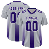 Custom Gray Purple Vertical Width Stripe Gradient Fashion Personalized Team Football Jersey