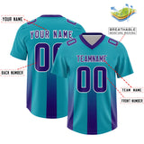 Custom Aqua Purple Vertical Width Stripe Gradient Fashion Personalized Team Football Jersey