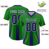 Custom Kelly Green Purple Vertical Width Stripe Gradient Fashion Personalized Team Football Jersey
