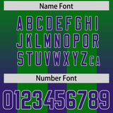 Custom Kelly Green Purple Vertical Width Stripe Gradient Fashion Personalized Team Football Jersey