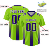 Custom Neon Green Purple Vertical Width Stripe Gradient Fashion Personalized Team Football Jersey