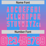 Custom Light Blue Pink Vertical Width Stripe Gradient Fashion Personalized Team Football Jersey