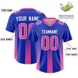 Custom Royal Pink Vertical Width Stripe Gradient Fashion Personalized Team Football Jersey