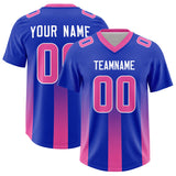 Custom Royal Pink Vertical Width Stripe Gradient Fashion Personalized Team Football Jersey