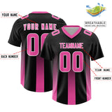 Custom Black Pink Vertical Width Stripe Gradient Fashion Personalized Team Football Jersey