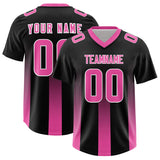 Custom Black Pink Vertical Width Stripe Gradient Fashion Personalized Team Football Jersey