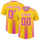 Custom Yellow Pink Vertical Width Stripe Gradient Fashion Personalized Team Football Jersey