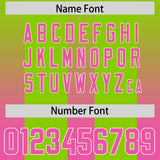 Custom Neon Green Pink Vertical Width Stripe Gradient Fashion Personalized Team Football Jersey