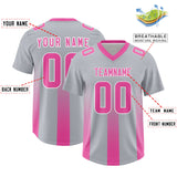 Custom Gray Pink Vertical Width Stripe Gradient Fashion Personalized Team Football Jersey