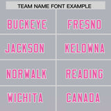 Custom Gray Pink Vertical Width Stripe Gradient Fashion Personalized Team Football Jersey