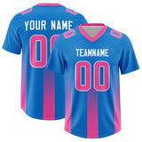 Custom Royal Pink Vertical Width Stripe Gradient Fashion Personalized Team Football Jersey