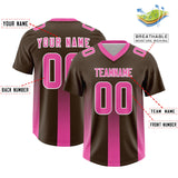 Custom Brown Pink Vertical Width Stripe Gradient Fashion Personalized Team Football Jersey