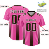 Custom Pink Brown Vertical Width Stripe Gradient Fashion Personalized Team Football Jersey