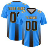 Custom Light Blue Brown Vertical Width Stripe Gradient Fashion Personalized Team Football Jersey