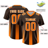 Custom Brown Orange Vertical Width Stripe Gradient Fashion Personalized Team Football Jersey