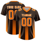 Custom Brown Orange Vertical Width Stripe Gradient Fashion Personalized Team Football Jersey