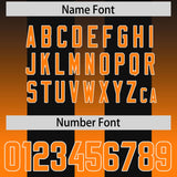 Custom Black Orange Vertical Width Stripe Gradient Fashion Personalized Team Football Jersey