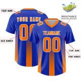 Custom Royal Orange Vertical Width Stripe Gradient Fashion Personalized Team Football Jersey