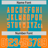 Custom Aqua Orange Vertical Width Stripe Gradient Fashion Personalized Team Football Jersey