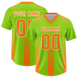 Custom Neon Green Orange Vertical Width Stripe Gradient Fashion Personalized Team Football Jersey