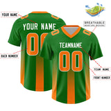 Custom Kelly Green Orange Vertical Width Stripe Gradient Fashion Personalized Team Football Jersey