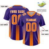 Custom Purple Orange Vertical Width Stripe Gradient Fashion Personalized Team Football Jersey