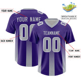 Custom Purple Gray Vertical Width Stripe Gradient Fashion Personalized Team Football Jersey