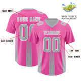 Custom Pink Gray Vertical Width Stripe Gradient Fashion Personalized Team Football Jersey