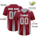 Custom Cardinal Gray Vertical Width Stripe Gradient Fashion Personalized Team Football Jersey