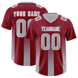 Custom Cardinal Gray Vertical Width Stripe Gradient Fashion Personalized Team Football Jersey