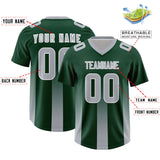 Custom Green Gray Vertical Width Stripe Gradient Fashion Personalized Team Football Jersey