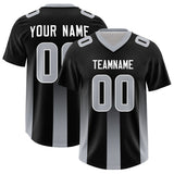 Custom Black Gray Vertical Width Stripe Gradient Fashion Personalized Team Football Jersey