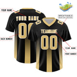 Custom Black Khaki Vertical Width Stripe Gradient Fashion Personalized Team Football Jersey