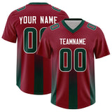 Custom Cardinal Midnight Green Vertical Width Stripe Gradient Fashion Personalized Team Football Jersey
