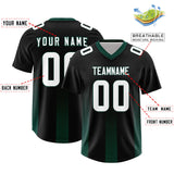 Custom Black Midnight Green Vertical Width Stripe Gradient Fashion Personalized Team Football Jersey