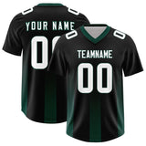 Custom Black Midnight Green Vertical Width Stripe Gradient Fashion Personalized Team Football Jersey