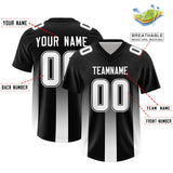 Custom Black White Vertical Width Stripe Gradient Fashion Personalized Team Football Jersey