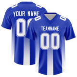 Custom Royal White Vertical Width Stripe Gradient Fashion Personalized Team Football Jersey