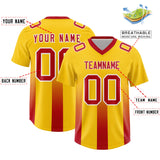 Custom Yellow Red Vertical Width Stripe Gradient Fashion Personalized Team Football Jersey