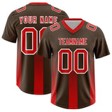 Custom Brown Red Vertical Width Stripe Gradient Fashion Personalized Team Football Jersey