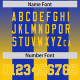 Custom Royal Yellow Vertical Width Stripe Gradient Fashion Personalized Team Football Jersey