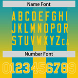 Custom Aqua Yellow Vertical Width Stripe Gradient Fashion Personalized Team Football Jersey