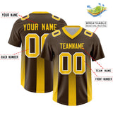 Custom Brown Yellow Vertical Width Stripe Gradient Fashion Personalized Team Football Jersey