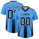 Custom Light Blue Black Vertical Width Stripe Gradient Fashion Personalized Team Football Jersey