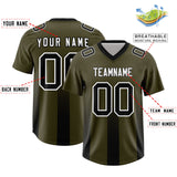 Custom Olive Black Vertical Width Stripe Gradient Fashion Personalized Team Football Jersey