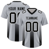 Custom Gray Black Vertical Width Stripe Gradient Fashion Personalized Team Football Jersey