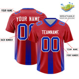 Custom Red Royal Vertical Width Stripe Gradient Fashion Personalized Team Football Jersey