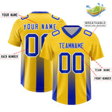Custom Yellow Royal Vertical Width Stripe Gradient Fashion Personalized Team Football Jersey