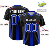 Custom Black Royal Vertical Width Stripe Gradient Fashion Personalized Team Football Jersey